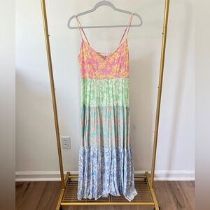 Karlie Tiered Rainbow Floral Maxi Dress